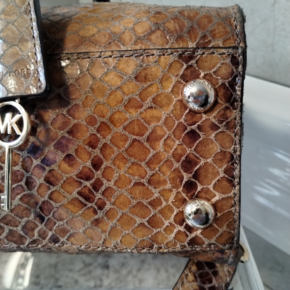 Michael Kors Hamilton Leather Python Print Satche… - image 8